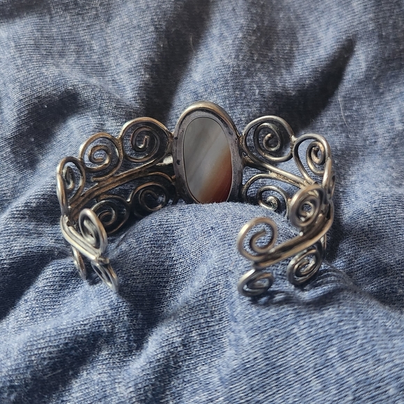 Sterling Silver Agate Statement Cuff Bracelet - Picture 3 of 5